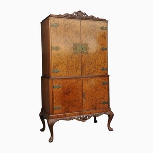 Burr Walnut Handcrafted Cocktail Bar, 1930s