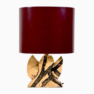 Lámpara de mesa brutalista de bronce, años 70