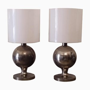 Lampes de Bureau en Laiton Chromé, Italie, 1970s, Set de 2