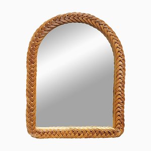 Woven Wicker Arched Wall Mirror, Italy, 1960s