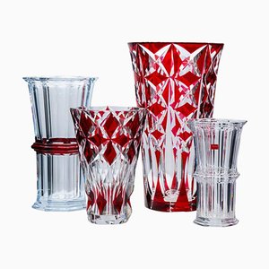 Large Exquise Baccarat and Saint Louis Vases in Deep Red Crystal, France, 1841