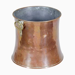 Corbeille à Bûches en Cuivre et Laiton, 19ème Siècle
