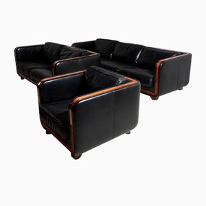 New York Leather Sofa Set by Alberto Nieri for Galeria Nieri, 1980s, Set of 3