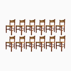 Vintage French Dining Chairs attributed to Charlotte Perriand, 1960s, Set of 12