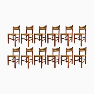 Vintage French Dining Chairs by Charlotte Perriand, 1960s, Set of 12