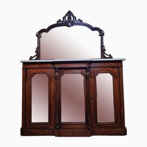 Napoleon III Period Sideboard in Walnut and Marquetry, 19th Century