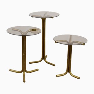 Beistelltische aus Messing, Italien, 1970er, 3er Set