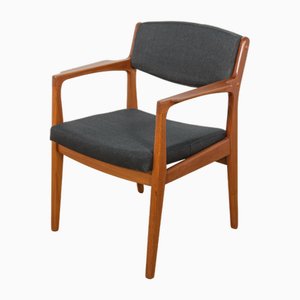 Poltrona Mid-Century in teak e pelle di Erik Buck per Ørum Møbelfabrik, Danimarca, anni '60