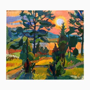 Zita Sudnika, Sunset, Oil on Canvas