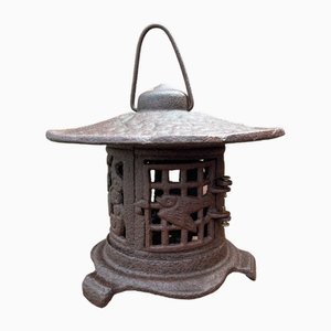 Farol de jardín Pagode vintage estilo japonés de hierro fundido, años 70