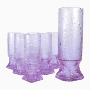 Italian Set of Alexandrite Tumblers and Carafe, 1970s, Set of 7