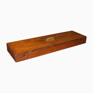 Caja de juegos de salón inglesa antigua de roble