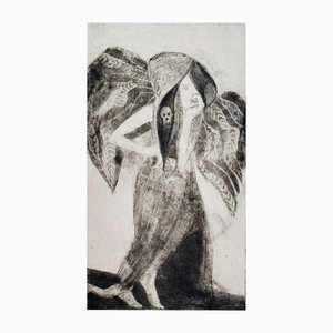 Krystyna Jaszke, Fallen Angel, Mezzotint on Paper, 2013