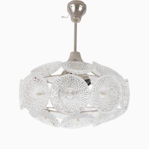 Space Age Design Glass Chandelier, 1970s