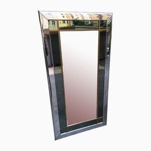 Mirror in Chrome and Brass Green and Classic Glass by Gianluigi Gorgoni for Turri Roma, 1970s