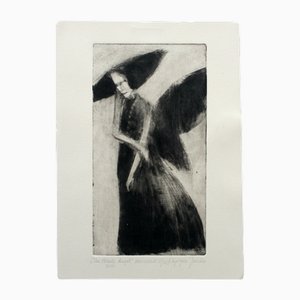 Krystyna Jaszke, Black Angel, Mezzotint on Paper, 2013