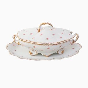 Terrine mit Servierschale von UC Limoges Auxerre, 1930er, 2er Set