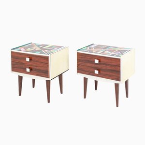 Hand Painted Bedside Tables, 1950s, Set of 2