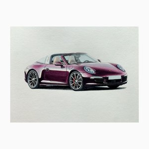Michal Wojtysiak, Porsche 911 Targa 4s, Acrílico sobre papel, 2024