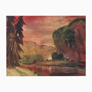 Dzidra Ezergaile, Scarlet Sunset, bilaterale, acquerello, anni '60