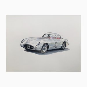 Michal Wojtysiak, Mercedes 300 SLR Uhlenhaut coupe, Acrílico sobre papel, 2023