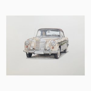 Michal Wojtysiak, Mercedes W128 Ponton, Acrílico sobre papel, 2023