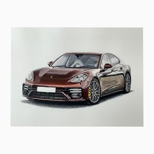 Michal Wojtysiak, Porsche Panamera, Acrylique sur Papier, 2023