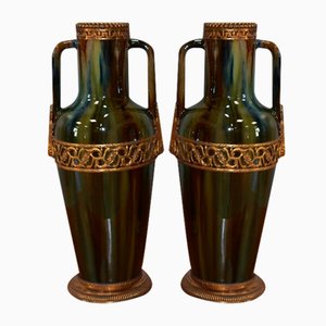 Baluster Vases with Earthenware Handles, 1900s, Set of 2