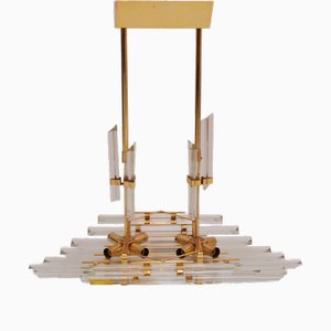 Midcentury Modern Brass and Murano Glass Ceiling Lamp by Rafaél Tormo, 1970