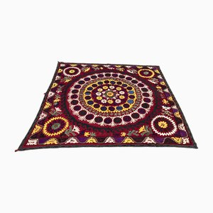Squre Suzani vintage fatto a mano con centro floreale, 1974