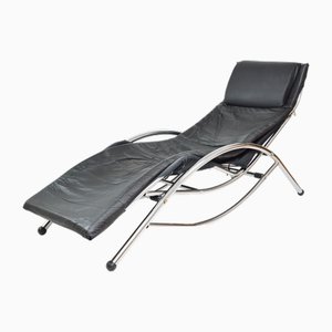 Chaise longue in pelle, anni '80