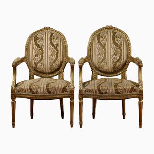 Vergoldete Armlehnstühle im Napoleon III Stil, 2 . Set