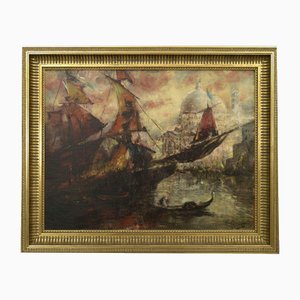 Ludolfs Liberts, Venice (Red Sails), Oil on Canvas, 20th Century