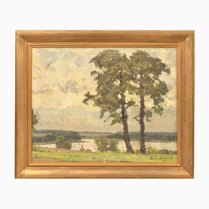 Landschaft mit Bäumen, 1930er, Öl auf Leinwand