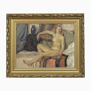 The Girl and the Blue Vase, 20th Century, Oil on Board