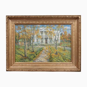 La Villa Blanca, siglo XX, pintura al óleo, enmarcado