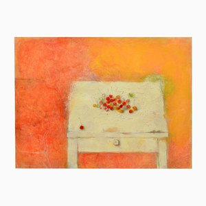 Laima Bikse, White Table, Oil on Canvas, 21st Century