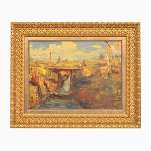 Landscape, Oil on Board, 20th Century