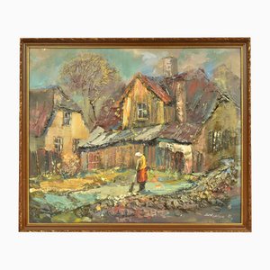 Outskirts of Riga, Oil on Board, 20th Century