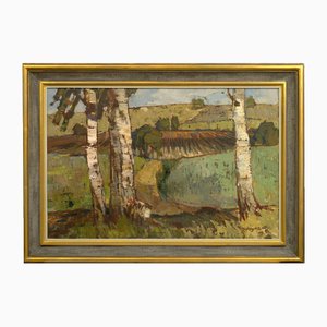 Paisaje, óleo sobre lienzo, siglo XX