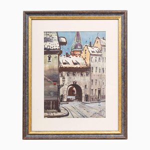 Swedish Gate, Watercolor on Paper, 20th Century