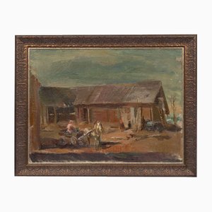 Farm, Oil on Canvas, 20th Century