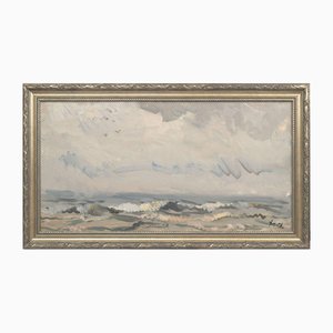 White Waves, Oil on Board, 20th Century