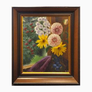 Still Life with Flowers, Oil on Board