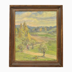 Emma Baltmane, Herbstlandschaft, Öl auf Leinwand