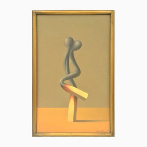 Composition with Matches, Oil on Board, Late 20th Century