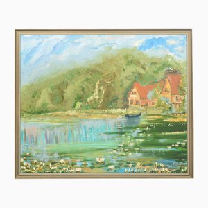 Small Village, Oil on Canvas, 21st Century