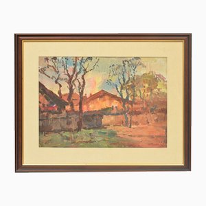 Landscape with a Home, Oil on Board