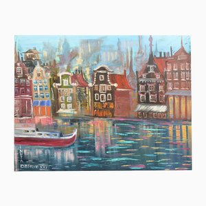 Weekend in Amsterdam, Oil on Canvas, 21st Century
