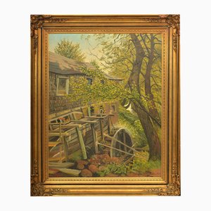Landschaft mit Mühle, Öl auf Leinwand, 20. Jh.